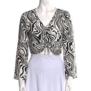 *READ-FLAWS* Paloma Wool Lera Psychedelic Zebra Black & White Swirl Crop Top